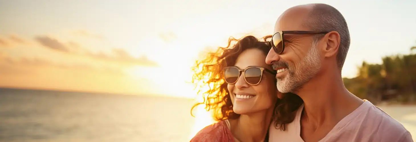 Best Ager-Paar im Herbst am Meer