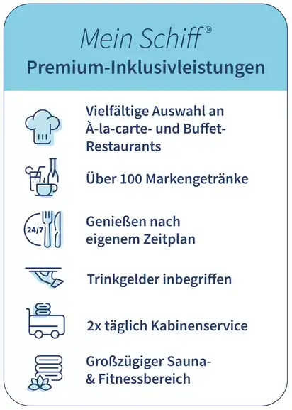 Mein Schiff Premium-Inklusivleistungen