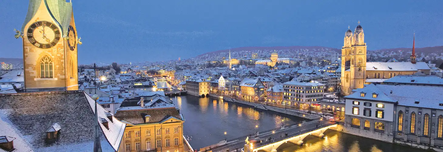 Das abendliche Zürich im Winter