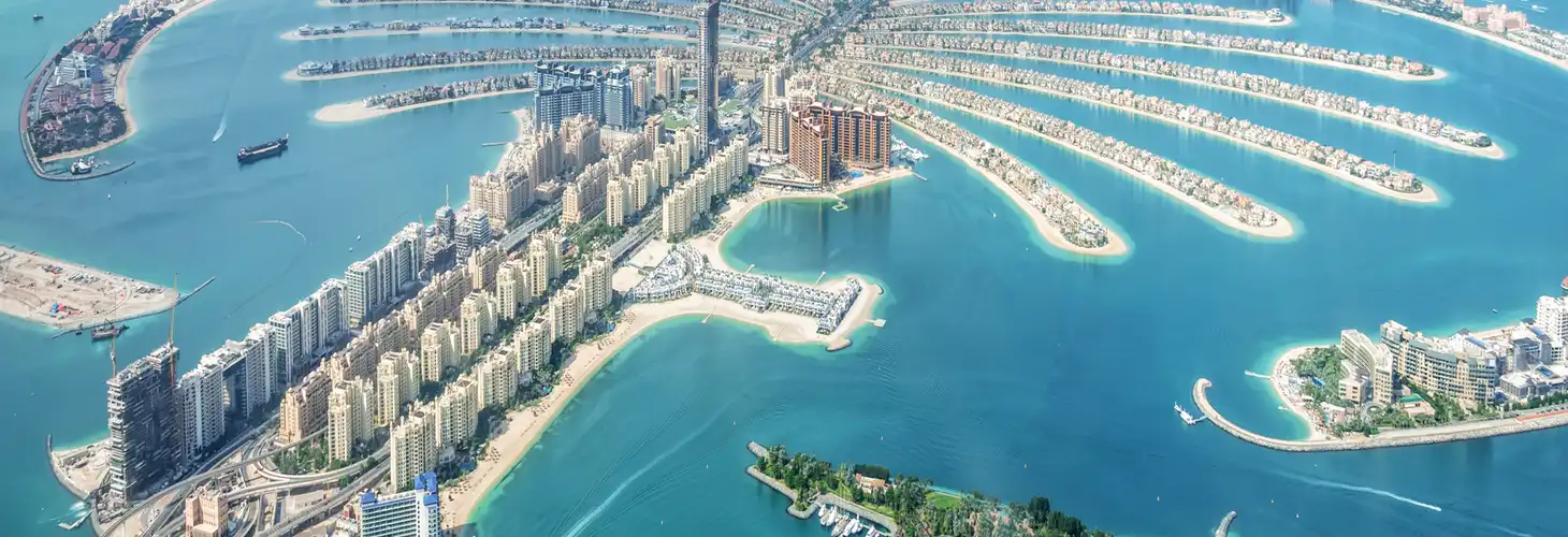Luftbild von Palm Jumeirah Island in Dubai