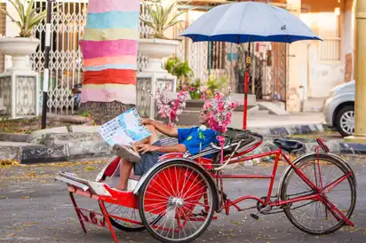 Eine Rikscha in Penang, Malaysia