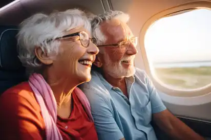 Voller Vorfeude auf Reisen gehen per Flugzeug