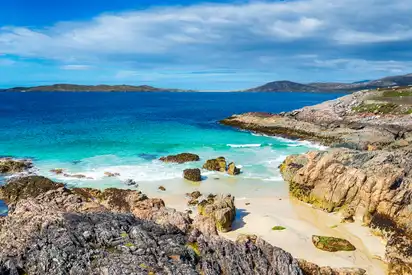 Sandbucht bei Seilebost auf der Isle of Harris, Schottland