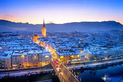 Villach, Draupanorama zur Winterzeit Österreich