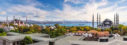 Die blaue Moschee und die Hagia Sophia, Istanbul Panorama