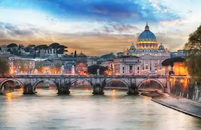 Tiber und St. Peter Basilika im Vatikan