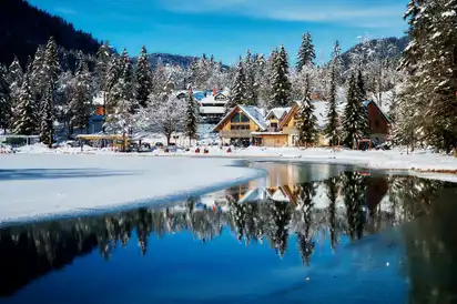 Blick auf Jasna-See, Kranjska Gora