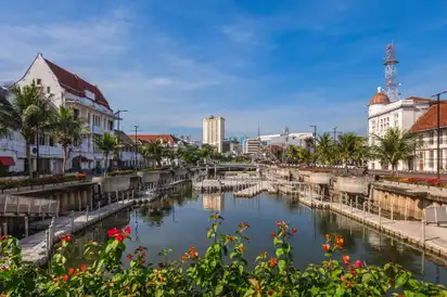 Blick auf die Altstadt von Jakarta, Indonesien.