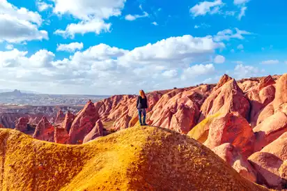 Blick auf das rotes Tal, Kappadokien, Türkei