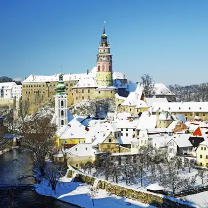 Cesky Krumlov im Winter, Tschechische Republik