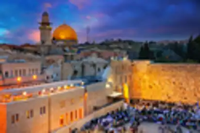 Felsendom und Klagemauer am Tempelberg in Jerusalem, Israel.