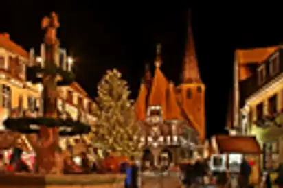 Winterliches Michelstadt im Odenwald, Deutschland
