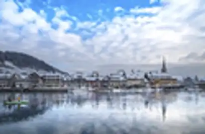 Blick auf die Stadt Stein am Rhein im Winter
