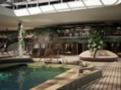 Indoorpool "Botanic Garden" mit ausfahrbarem Glasdach an Bord der MSC World Europa