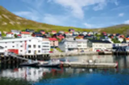 Stadtansicht von Honningsvag, Norwegen.