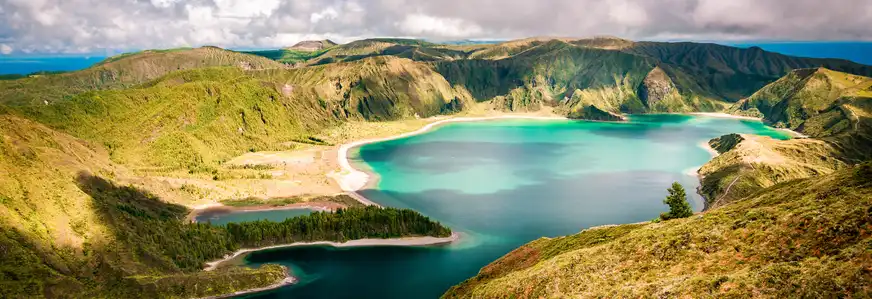 Panoramablick auf Lagoa Lago Fogo auf São Miguel