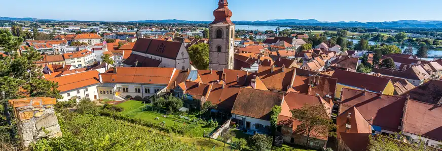 Blick von den Weinberge auf Ptuj