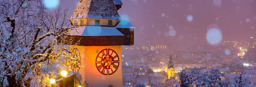 Grazer Uhrturm im Winter
