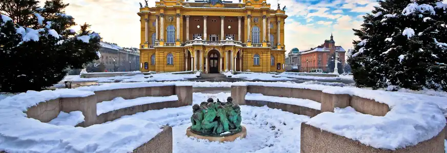 Nationaltheater in Zagreb im Winter, Kroatien