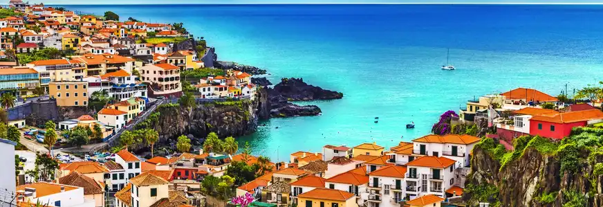 Panoramablick über Camara de Lobos, Insel Madeira, Portugal