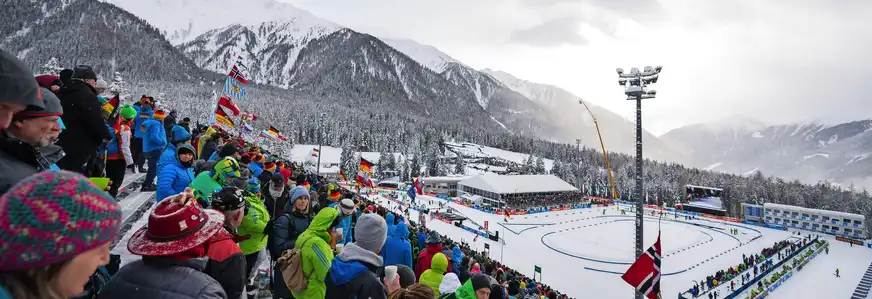 Atmosphäre beim Biathlon Antholz. 