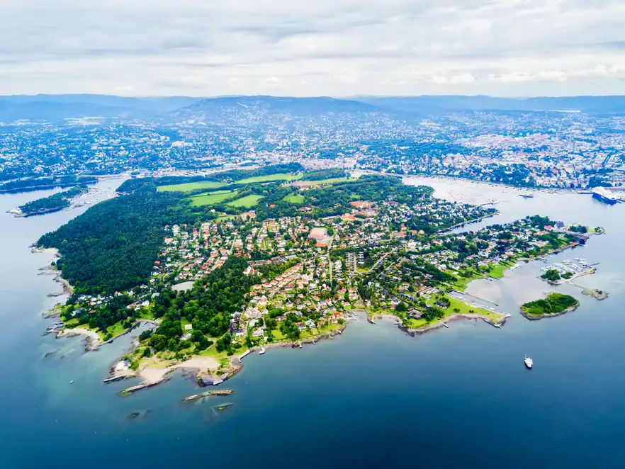 Luftbild von Bygdøy bei Oslo, Norwegen