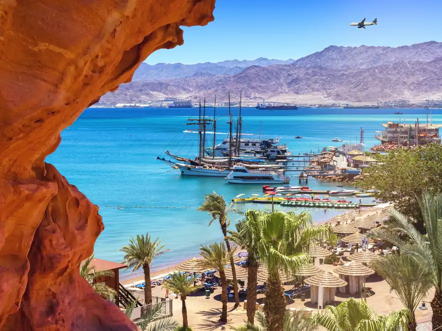 Rotes Meer zwischen Aqaba in Jordanien und Eilat in Israel