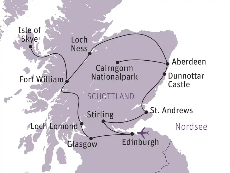 Routenkarte Schottland
