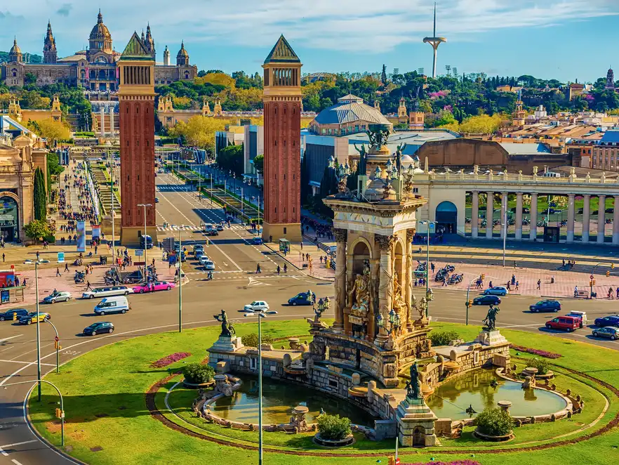 Plaza de España und Museu Nacional d'Art de Catalunya in Barcelona, Spanien