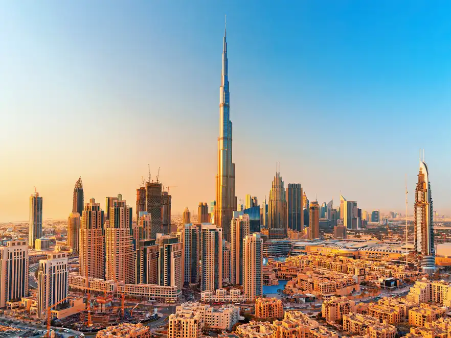 Das wunderschöne Dubai während des Sonnenuntergangs, VAE