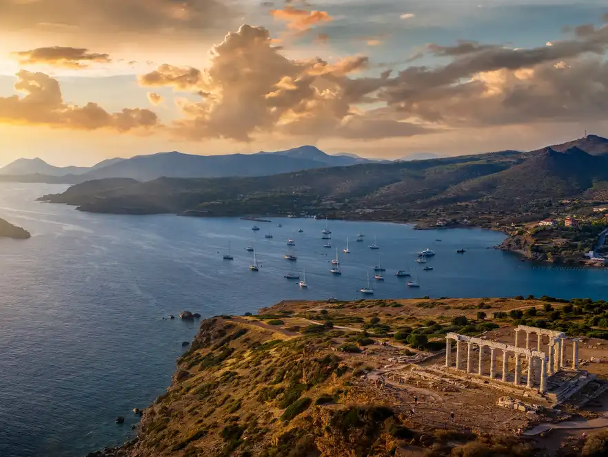 Panorama des Kap Sounion bei Athen, Griechenland