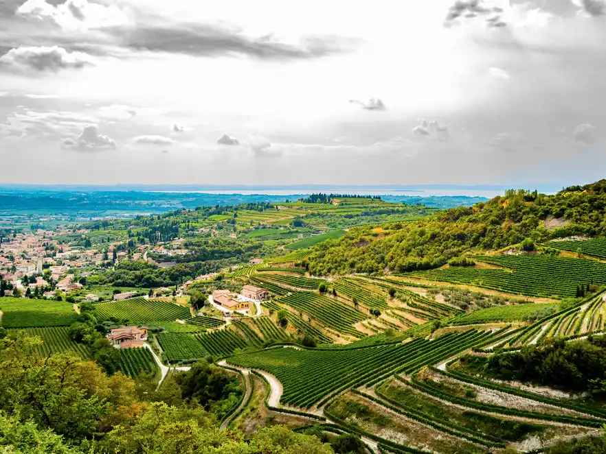 Panoramablick auf Valpolicella von San Giorgioin