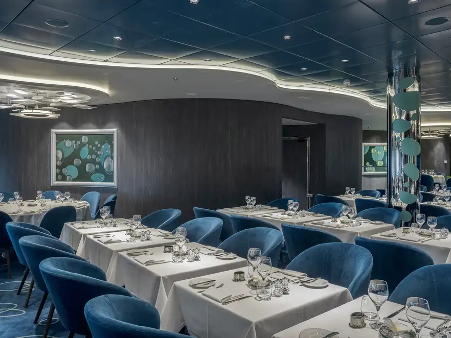 Das À-la-carte-Restaurant "Bubbles Restaurant" an Bord der MSC World Europa