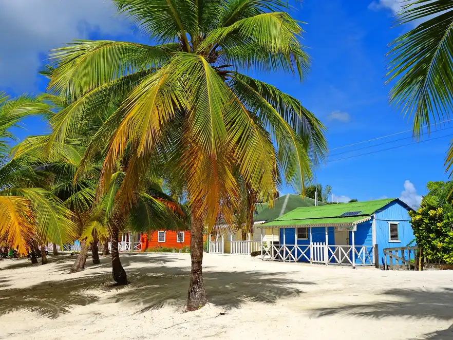 Bunte Häuser auf der tropischen Insel Barbados